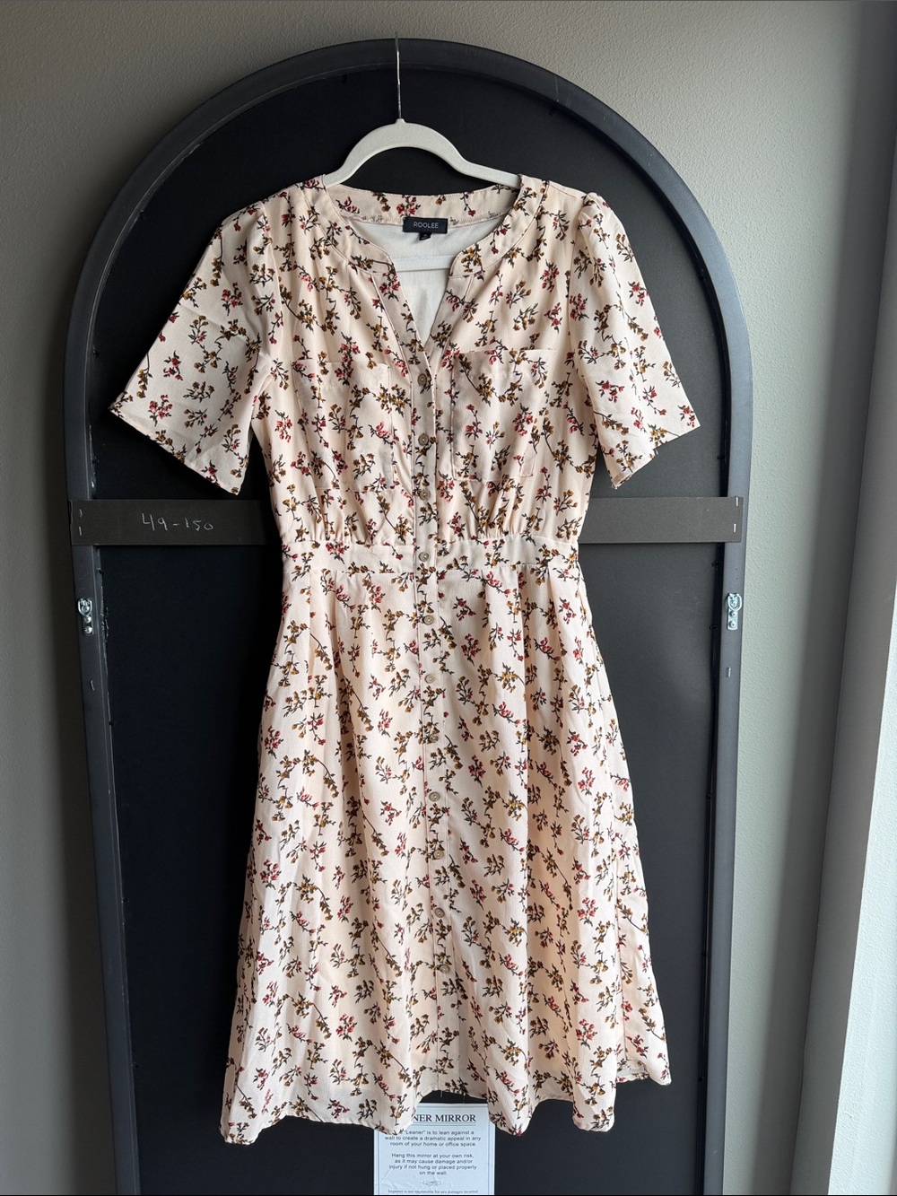 Roolee Cream Midi Dress with Red & Green Floral Print